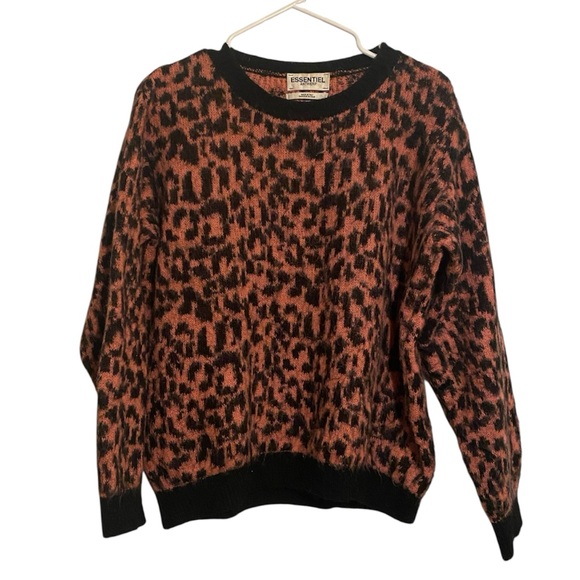 Essentiel Antwerp Other - Essential Antwerp pink and black mohair leopard sweater